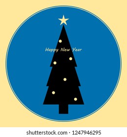 Vector illustration of christmas tree icon, flat style, greeting. Vector