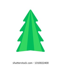 Vector illustration, Christmas tree icon, flat cartoon style, isolated on white background. Applicable as a decorative element for interior designs, greeting postcards, posters, flyers etc.