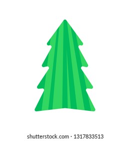 Vector illustration, Christmas tree icon, flat cartoon style, isolated on white background. Applicable as a decorative element for interior designs, greeting postcards, posters, flyers etc.