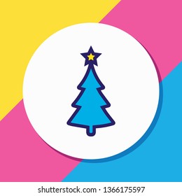 Vector illustration of christmas tree icon colored line. Beautiful party element also can be used as fir tree icon element.