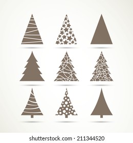 Ilustración vectorial de los iconos del árbol de Navidad