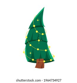 Ilustración vectorial árbol de Navidad aislado en fondo blanco.
