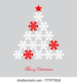 Vector illustration of Christmas tree isolated on color background