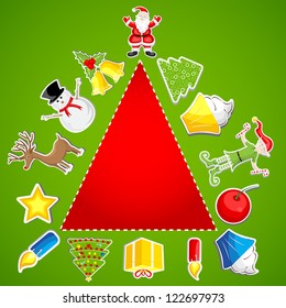 vector illustration of Christmas Tree made of Xmas object