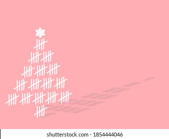 Vector illustration of Christmas tree made of tally marks and gingerbread star cookie on top. Christmas and holiday season concept