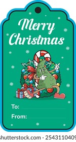 Vector Illustration of Christmas Tree Mascot with Retro Mascot Illustration Available for Card Template