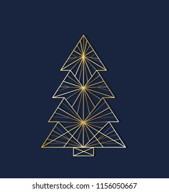 Vector illustration Christmas tree. Merry christmas card