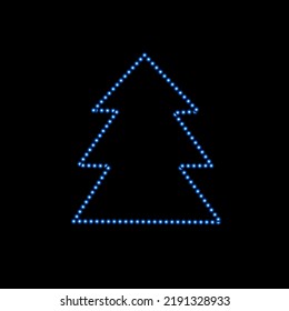 Vector illustration of Christmas tree with neon effect.