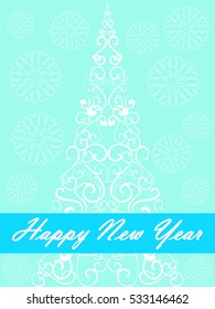 Vector illustration of christmas tree and new year card