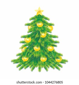 Vector illustration of Christmas tree on a white background