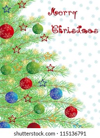 Vector illustration of christmas tree on white background.