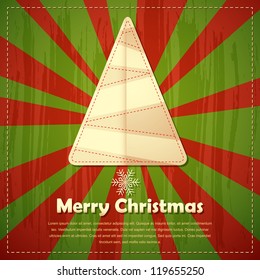 vector illustration of Christmas tree on vintage backdrop