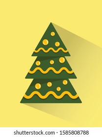 Vector illustration of Christmas tree on a yellow background