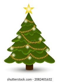 Vector illustration of Christmas tree on a white background

