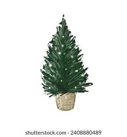 Vector illustration with the Christmas tree on a transparent background.
