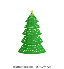 Vector illustration of a Christmas tree on a white background.