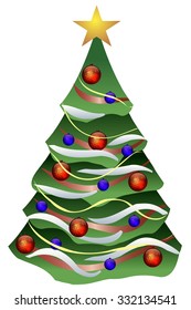 Vector illustration. Christmas tree on a white background.