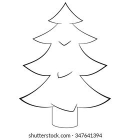 Ilustración vectorial de un árbol de navidad sobre un fondo blanco