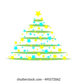 Vector illustration Christmas tree on white background.