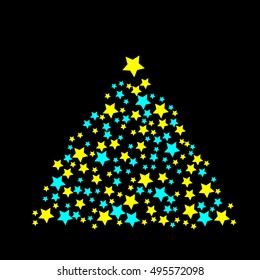 Vector illustration Christmas tree on white background.
