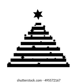 Vector illustration Christmas tree on white background.