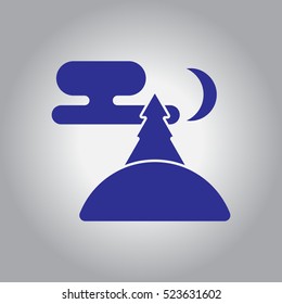 Vector illustration christmas tree on hill