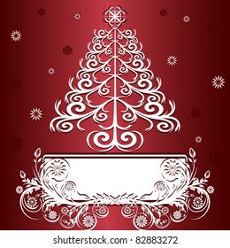 vector illustration of a Christmas tree with ornament.