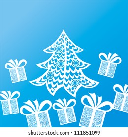 Vector illustration of christmas tree pattern presents winter