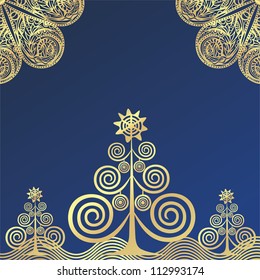 Vector illustration of christmas tree pattern background
