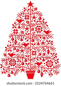 Ilustração vetorial de padrão de árvore de Natal, padrão ornamental, papel de parede de Natal, cortinas, bordado, fundo, várias impressões de Natal, alta resolução.
