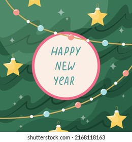 Vector illustration of a Christmas tree with a place for text.