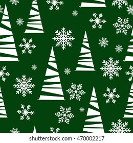 Vector illustration. Christmas tree seamless green pattern