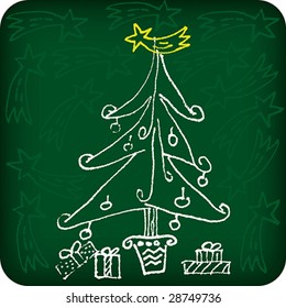 Vector illustration of christmas tree sketch. Easy color changes. CMYK. Only global colors.