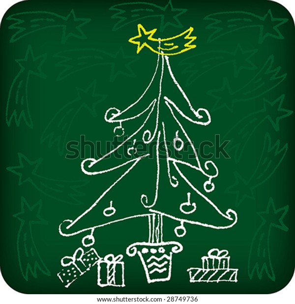 Vector Illustration Christmas Tree Sketch Easy Stock Vector