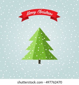 Vector illustration of Christmas Tree with snow