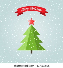 Vector illustration of Christmas Tree with snow