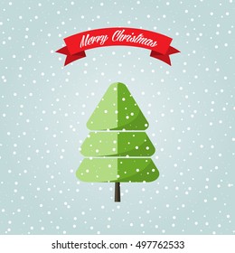 Vector illustration of Christmas Tree with snow