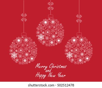vector illustration of Christmas tree snowflake ball holiday background