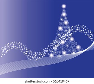vector illustration of a Christmas tree snowflakes and lights