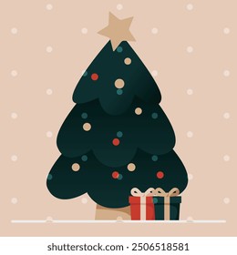 Vector illustration of a Christmas tree and some gifts.