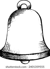 Vector illustration of a Christmas tree toy for the New Year. Hand drawn black and white bluebell.