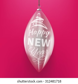 Vector illustration Christmas tree toy. Happy New Year. Pink background. Ornaments for the New Year. EPS 10