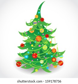 Vector illustration of  a Christmas tree. Winter concept background.