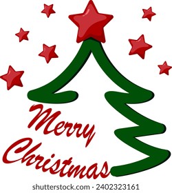 vector illustration of christmas tree with writing