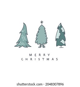Ilustración vectorial de árboles de Navidad sobre fondo blanco
