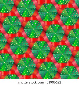 A vector illustration of Christmas trees in pots. Repeating pattern tessellation
