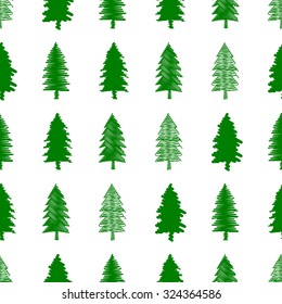 Vector illustration of Christmas trees seamless pattern background.