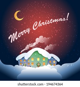 A vector illustration of christmas village