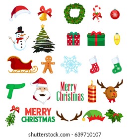 A Vector Illustration Of Christmas Winter Clipart Icons