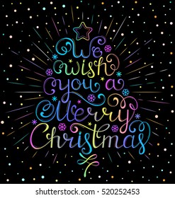 Vector illustration of christmas wish with rays on black background